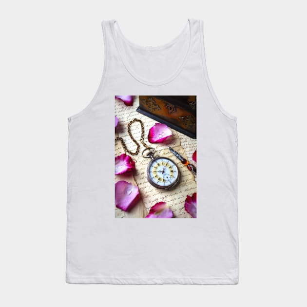 Old pocket Watch And Rose Petals Tank Top by photogarry